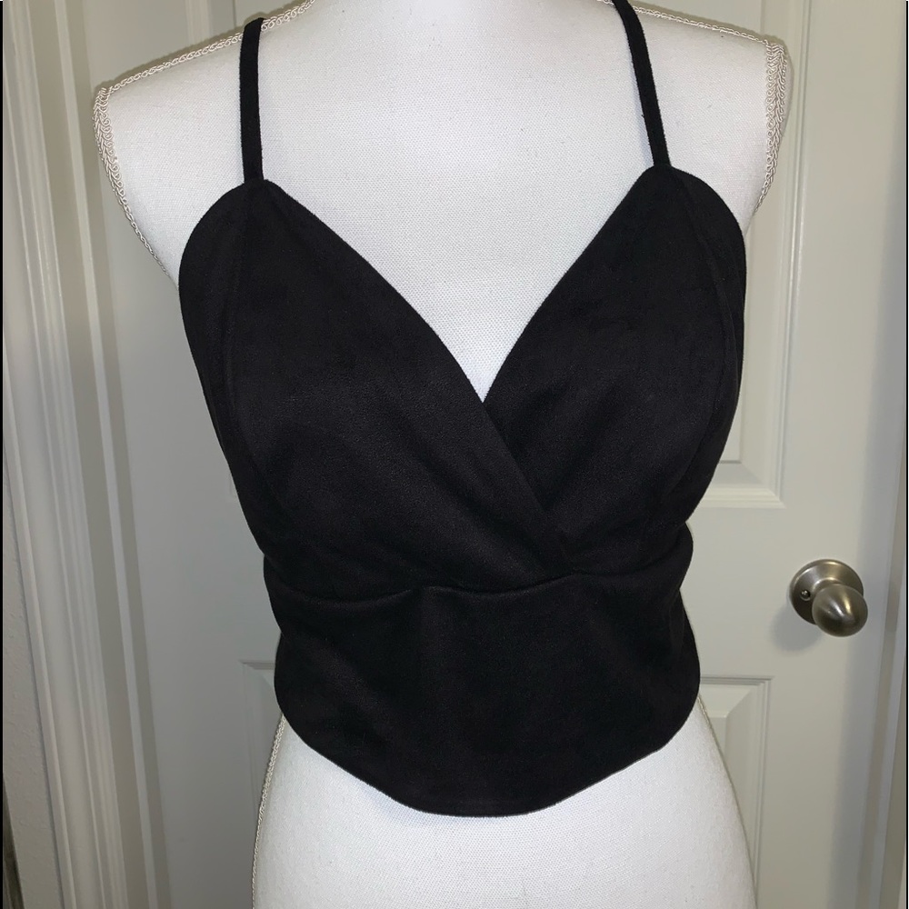 5/$25!! Super Sexy Black Crop Top with Zipper in back